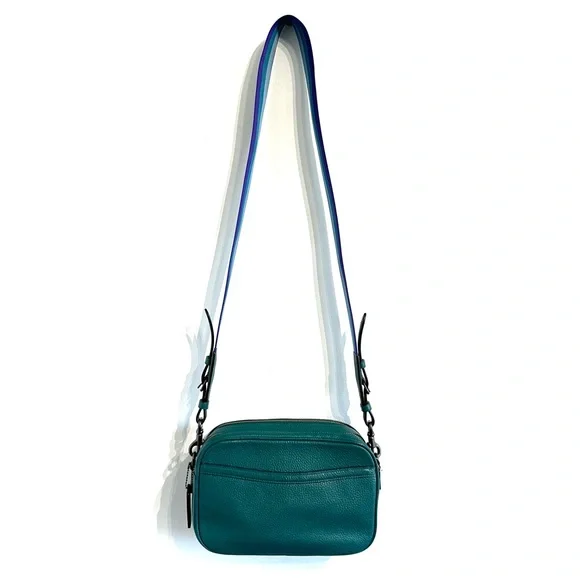 Coach Jes Crossbody With Horse And Carriage Embossed Pebbled leather Viridian